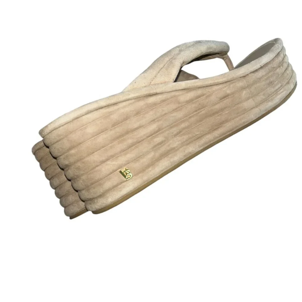 veronica beard cream wedge platform thong sandal shoes 10